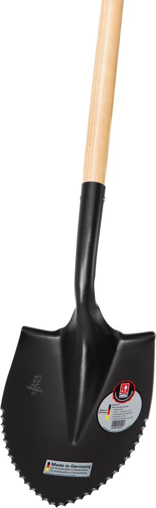 Produktbild von Ideal Spatenschaufel schwarz klein Wellenschliff mit Stiel 8830105 4005827080279