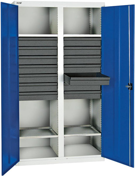 Produktbild von Stumpf Werkzeugschrank B1000xT500xH1800 mm RAL 7035/5010 14 Schubladen 4 Wannen 3004474 4031068149215