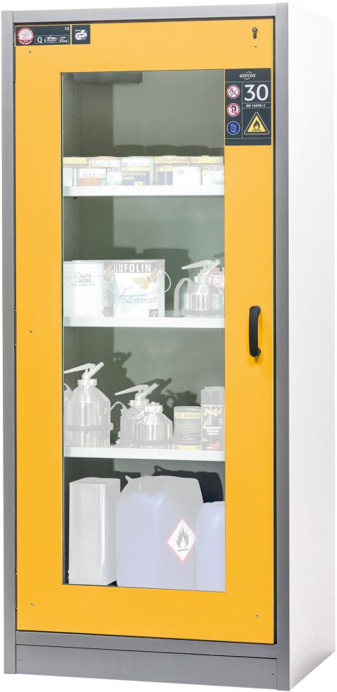 Produktbild von asecos Schrank Q-Classic-30 Fenster 1 Tür 3 Fachböden gelb 3278106030043 4250101138850