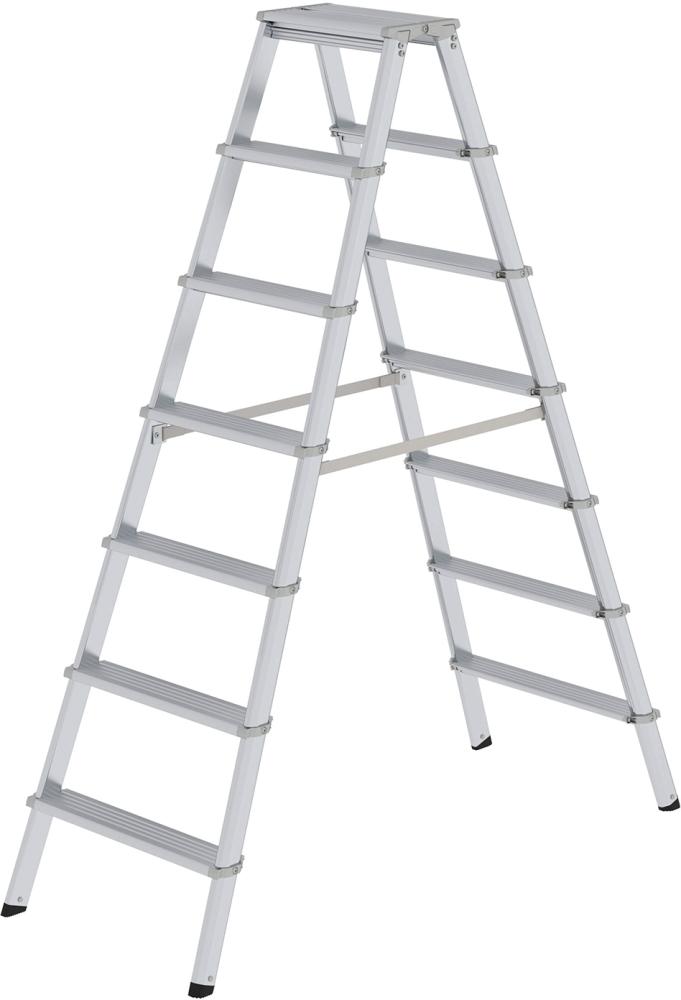 Produktbild von Günzburger Alu-Stehleiterml 2x7 Stufen Gesamthöhe 1,63 m Arbeitshöhe bis 3,15 m 11237 4031405112377