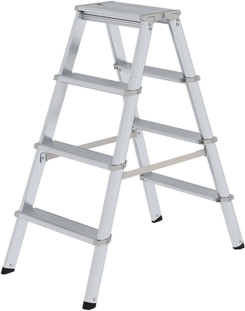 Produktbild von Günzburger Alu-Stehleiterml 2x4 Stufen Gesamthöhe 0,93 m Arbeitshöhe bis 2,50 m 11234 4031405112346