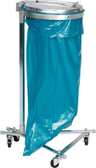 Produktbild von VAR Abfallsammler verzinkt mit 4 Rollen H 980 mm Metalldeckel 10512 4030695105120