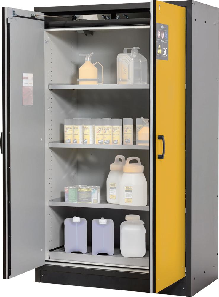 Produktbild von asecos Schrank Q-Classic-30 1164x1947 2 Türen 3 Fachböden gelb 3100306030003 4054923060937