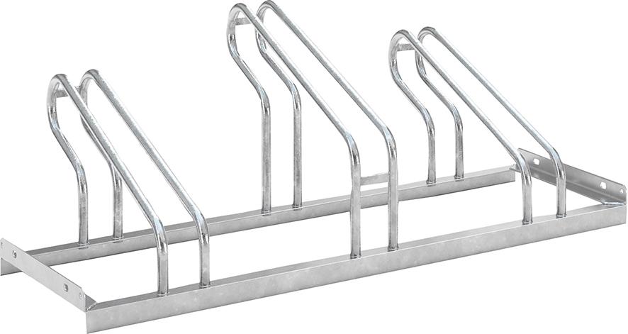 Produktbild von WSM Fahrrad-Bügelparker einseitig verzinkt L 1050 mm 3 Plätze 105700001 4250366513362