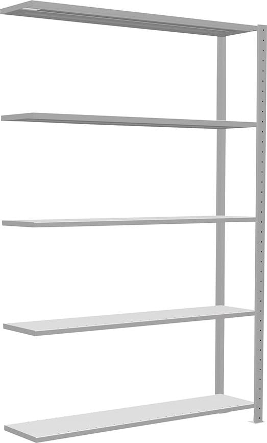 Produktbild von Schulte Steckregal B1300xT300xH2000 mm Anbaufeld 5 Böden RAL 7035 Fachlast 150kg 32635-130 4004514292629