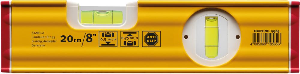 Produktbild von STABILA Wasserwaage Leichtmetall 80AS 20cm pulverbeschichtet 19565 4005069195656