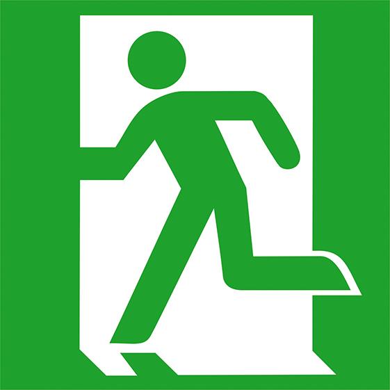 Produktbild von SafetyMarking Fluchtwegschild Aluminium B200xH200 mm Notausgang links langnachleuch 4367009425 4044589004796