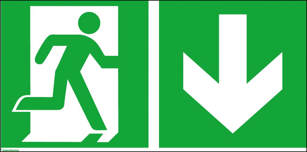 Produktbild von SafetyMarking Fluchtwegschild Folie B400xH200 mm Notausgang rechts mit Pfeil abwärt 4367009360 4044589113573
