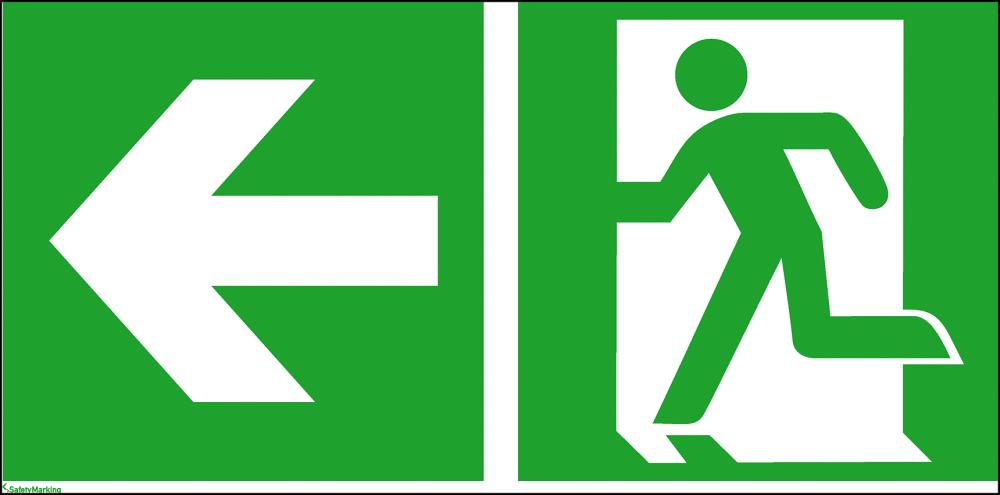 Produktbild von SafetyMarking Fluchtwegschild Aluminium B400xH200 mm Notausgang links mit Pfeil lin 4367009385 4044589113740