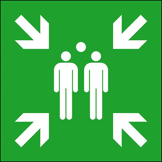 Produktbild von SafetyMarking Fluchtwegschild Folie B400xH400 mm Sammelstelle langnachleuchtend 4367009502 4044589372192