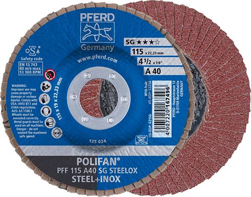 Produktbild von PFERD Fächerschleifscheibe A 40SG gerade 115mm K40 67604115 4007220167496