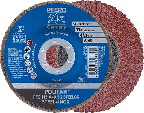 Produktbild von PFERD Fächerschleifscheibe A 40SG gewölbt 115mm K40 67704115 4007220167809