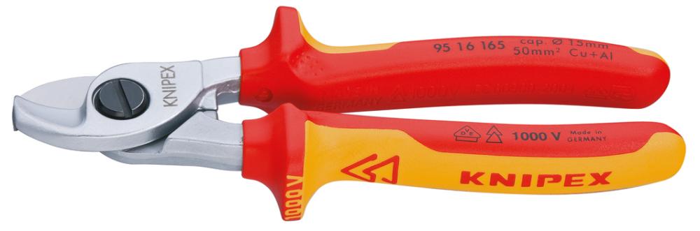 Produktbild von KNIPEX Kabelschere VDE mit Mehrkomponenten-Griff 165mm 95 16 165 4003773039648