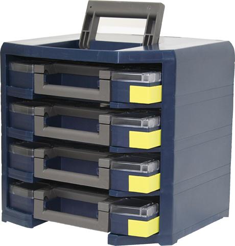 Produktbild von raaco Trageschrank HandyBoxxser Polypropylen mit 4 Sortimentskoffern blau 4367082298 5733439137966