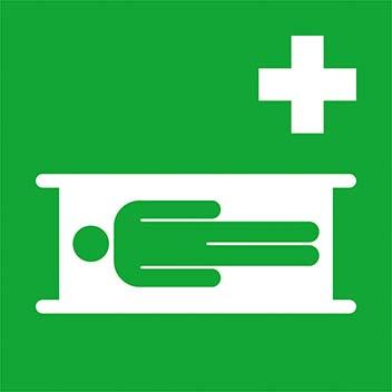 Produktbild von SafetyMarking Hinweisschild Folie B150xH150 mm Krankentrage lang nachleuchtend 4367067590 4044589372277