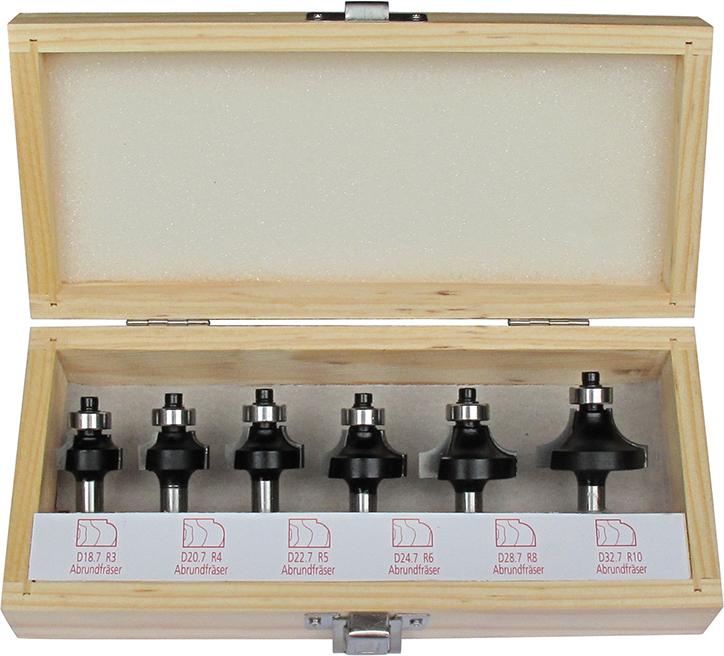 Produktbild von FORTIS Abrundfräser-Satz HW S8 6-teilig im Holzkoffer 4221218356 4317784769068