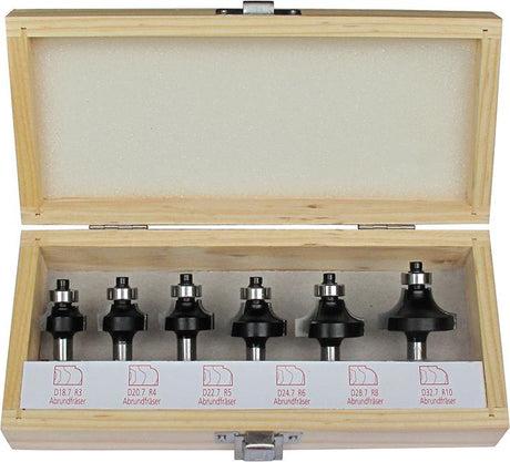 Produktbild von FORTIS Abrundfräser-Satz HW S8 6-teilig im Holzkoffer 4221218356 4317784769068