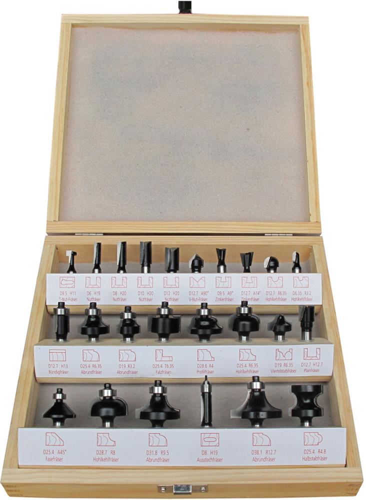 Produktbild von FORTIS Fräser-Satz HW 24-teilig S8 im Holzkasten 4221218353 4317784769075