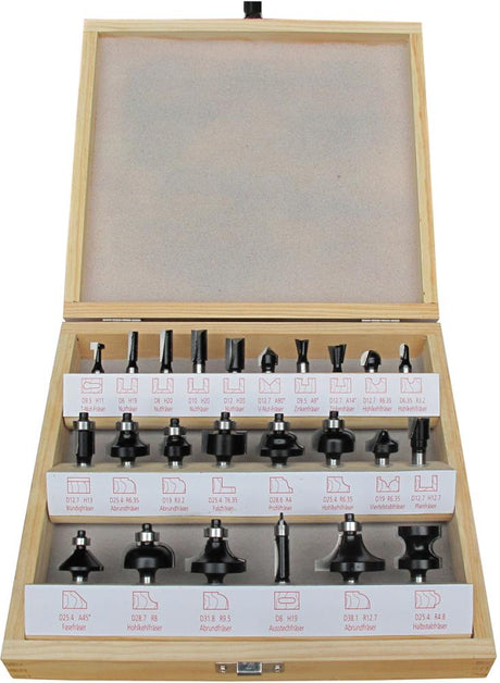 Produktbild von FORTIS Fräser-Satz HW 24-teilig S8 im Holzkasten 4221218353 4317784769075