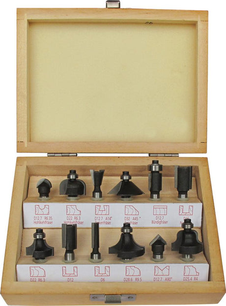 Produktbild von FORTIS Fräser-Satz HW 12-teilig S8 im Holzkasten 4221218350 4317784769082