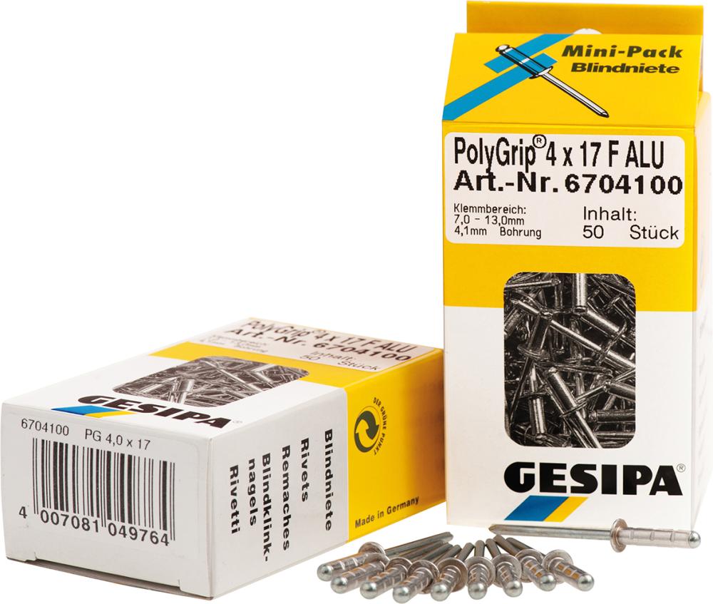 Produktbild von GESIPA Mini-Pack PolyGrip Alu/Stahl 4,8 x 17 K 16 1433853 4007081049801