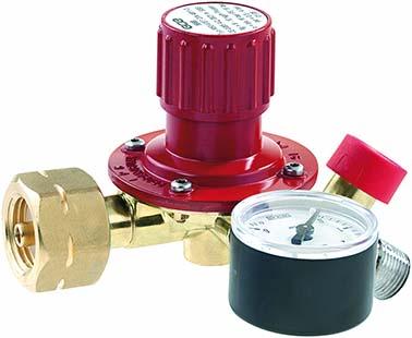 Produktbild von GCE Regler für Propanflaschen 5/11/33kg mit Manometer Gasdruck +Sbs/0,5-4bar Kombian F26210006 8592346709027