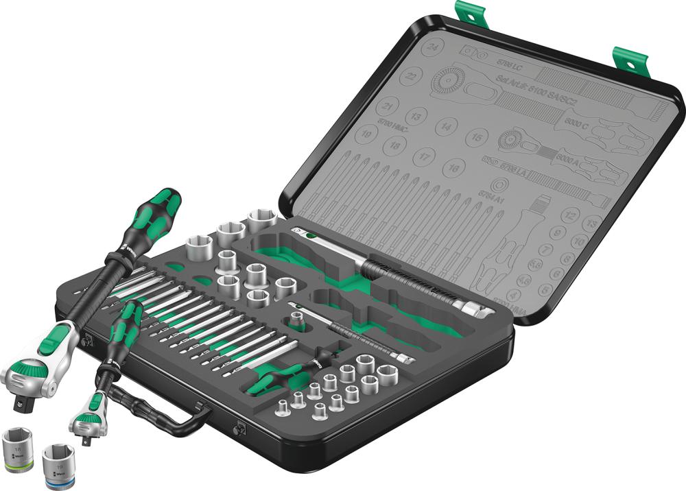 Produktbild von Wera Steckschlüssel-Garnitur 1/4"+1/2" Zyklop speed 43-teilig 5160785001 4013288126610