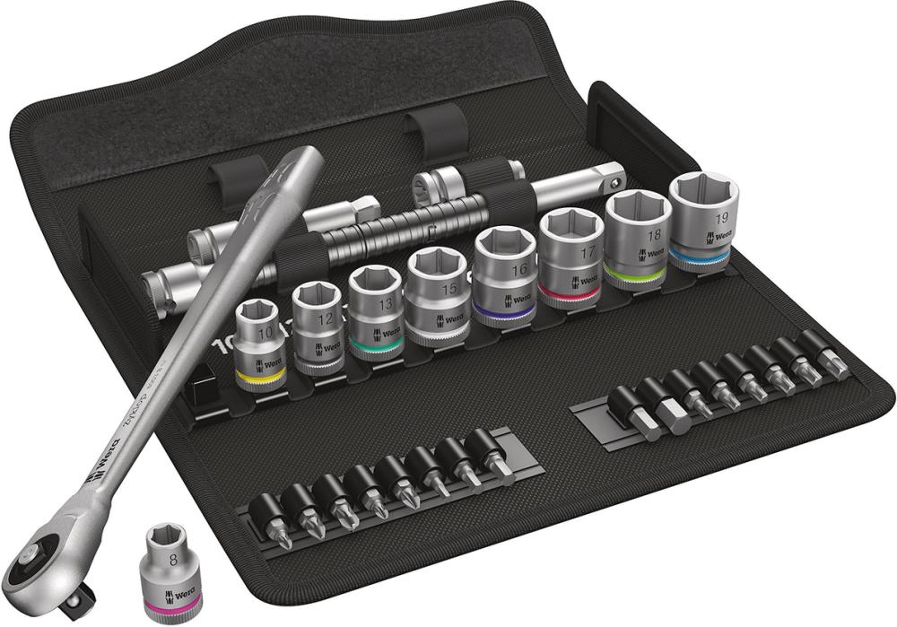 Produktbild von Wera Steckschlüssel-Garnitur 3/8" Zyklop push 29-teilig 5004047001 4013288173867
