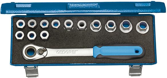 Produktbild von GEDORE Steckschlüssel-Satz Antrieb 1/2"-6-kant innen 10-24x mm 14-teilig 2521563 4010886932728