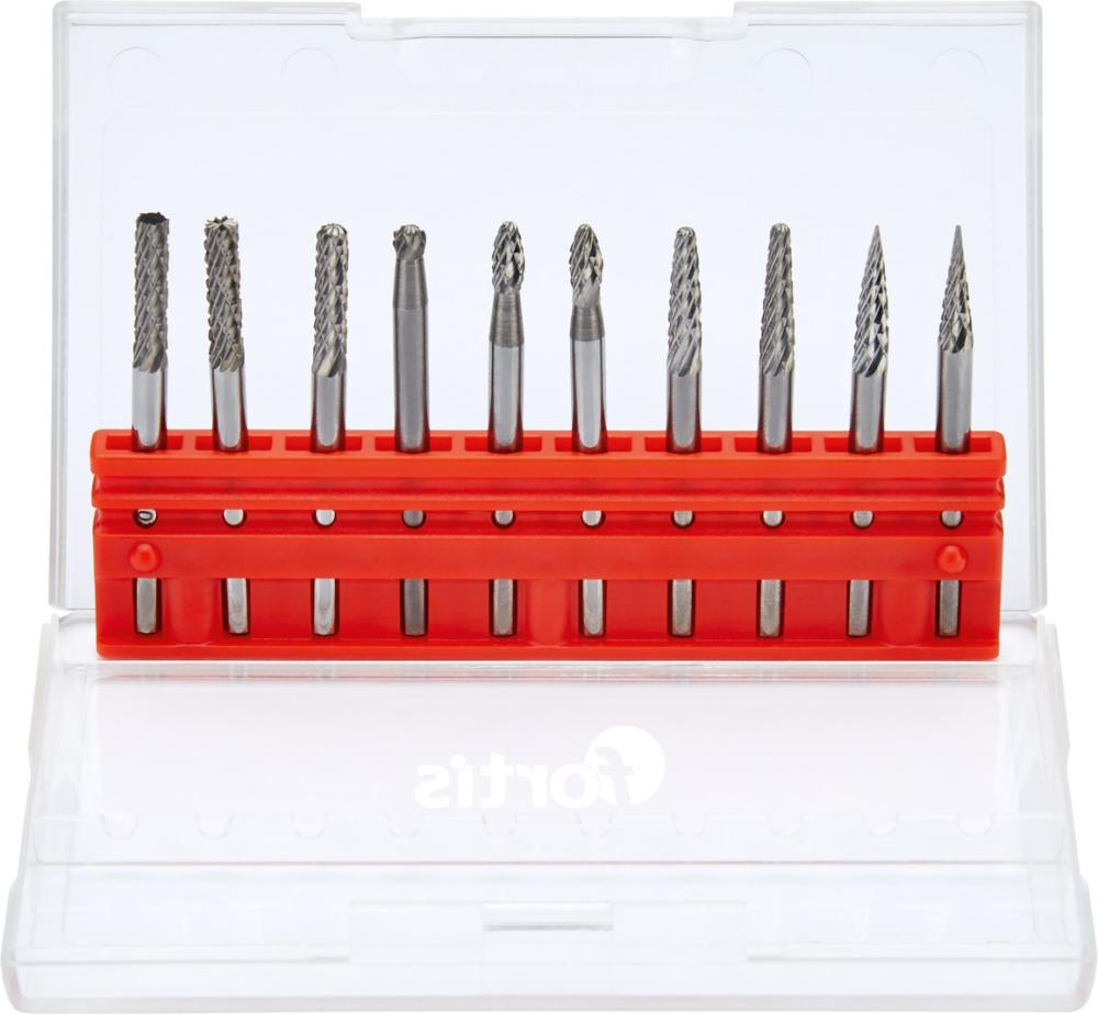 Produktbild von FORTIS Kleinfrässtift-Satz HM 3mm 10-teilig 4215288100 4317784735667