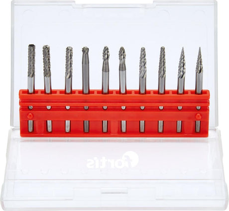 Produktbild von FORTIS Kleinfrässtift-Satz HM 3mm 10-teilig 4215288100 4317784735667