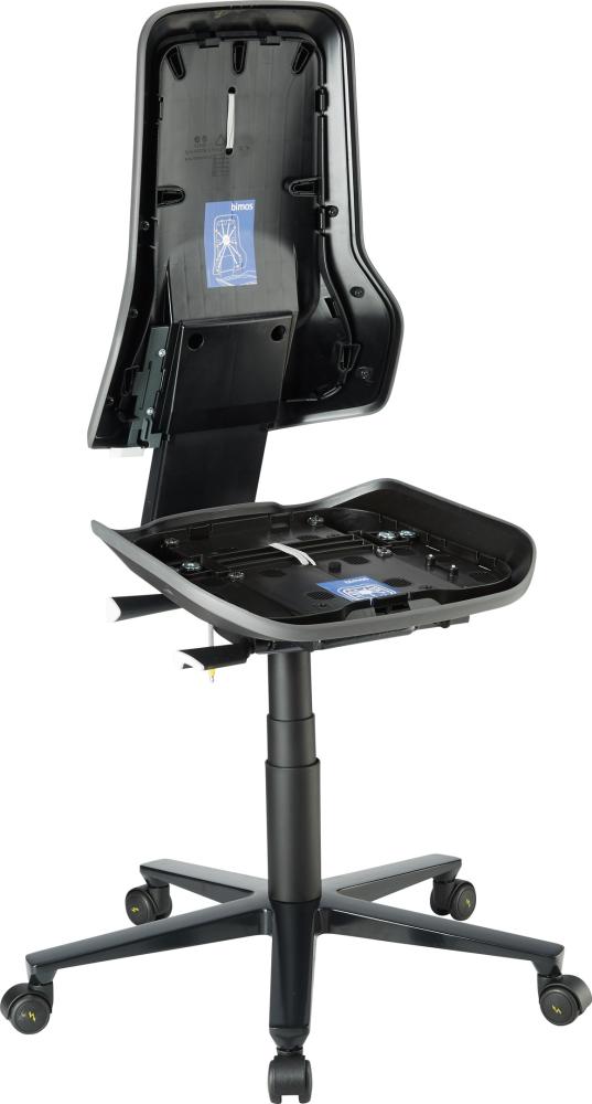Produktbild von BIMOS Arbeitsstuhl ESD Neon 2 grau Sitzhöhe 450-620 mm mit Rollen ohne Polster 4367078330 4016849495149