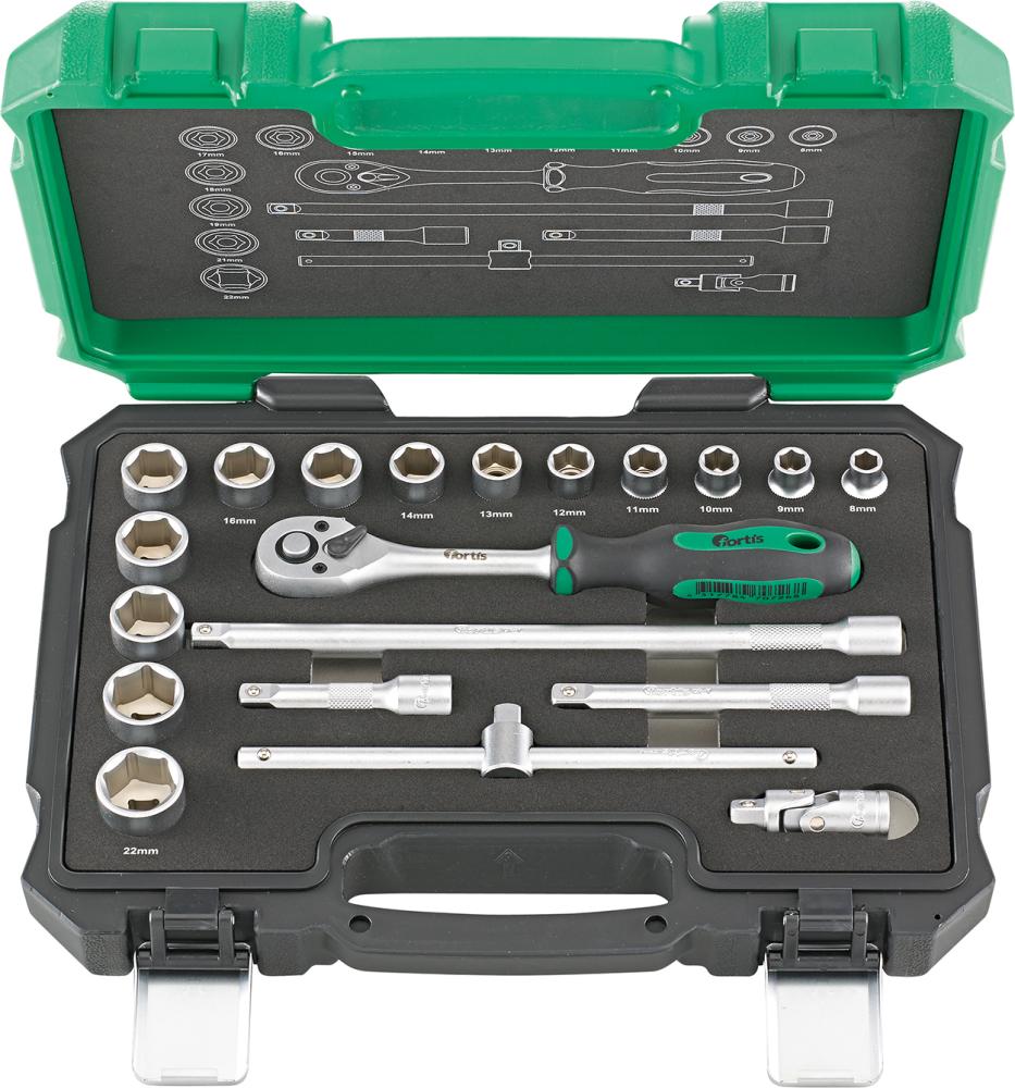 Produktbild von FORTIS Steckschlüssel-Garnitur 3/8" 20-teilig 4240646100 4317784707275