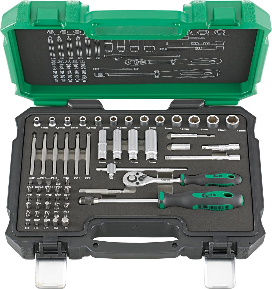 Produktbild von FORTIS Steckschlüssel-Garnitur 61-teilig 4240628105 4317784707787