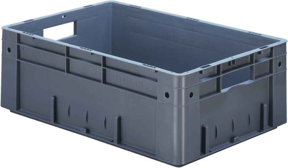 Produktbild von LA-KA-PE Transport-Stapelkasten B600xT400xH210 mm grau Auflast 700kg mit Grifflo 4332163398226 4031022050083