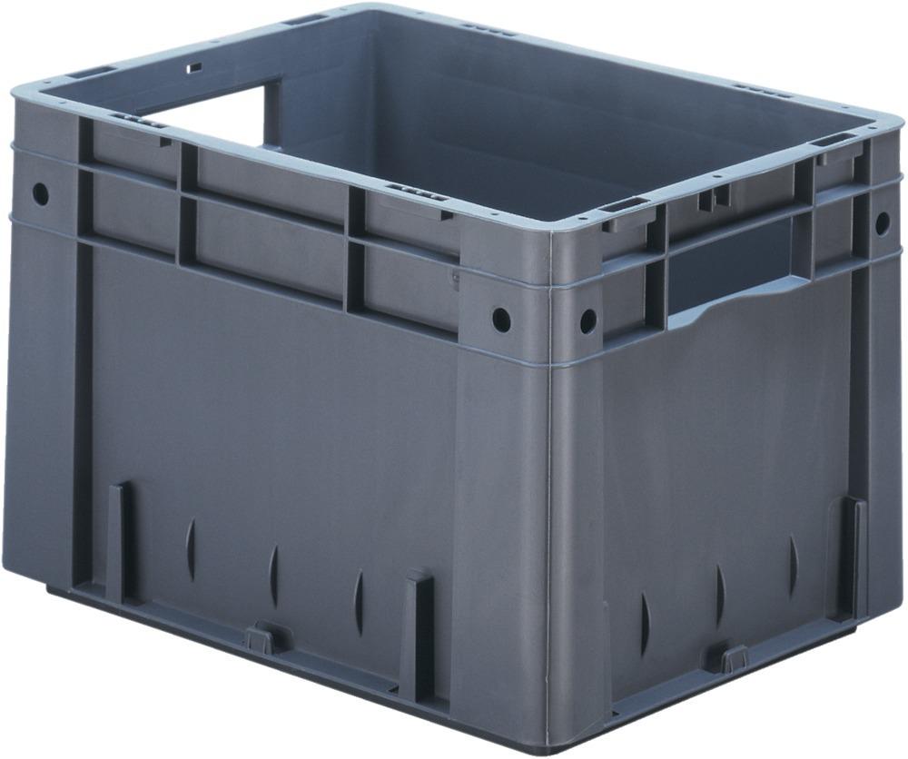 Produktbild von LA-KA-PE Transport-Stapelkasten B400xT300xH270 mm grau Auflast 600kg mit Grifflo 4332163398349 4031022050694