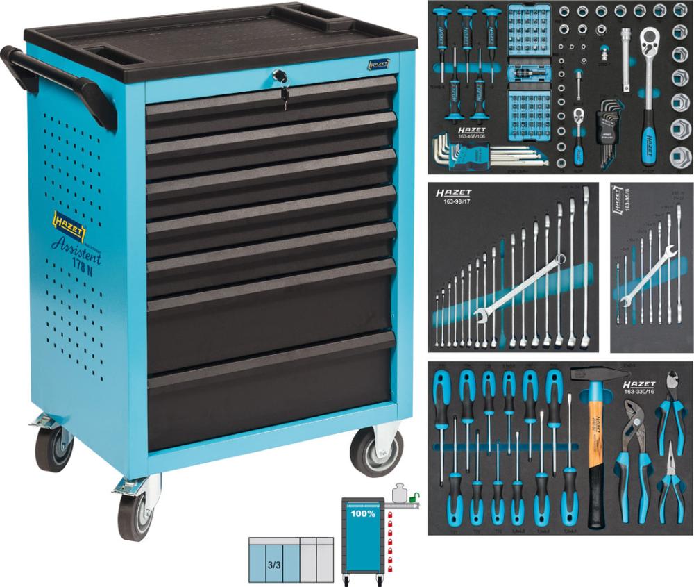 Produktbild von HAZET Werkstattwagen bestückt 178N-7/147 147-teilig 178N-7/147 4000896205080