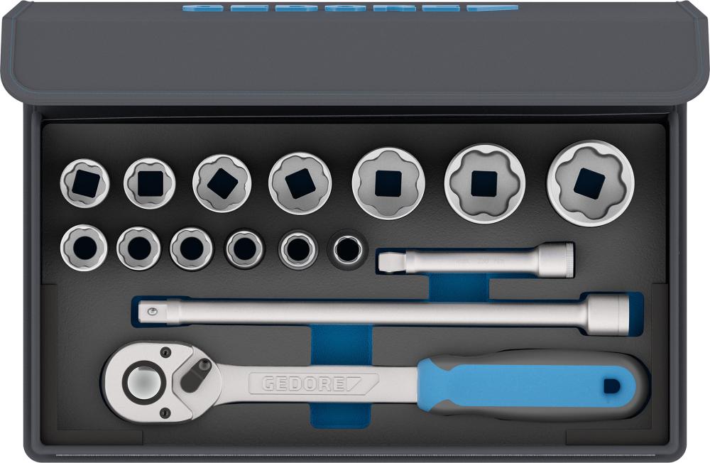 Produktbild von GEDORE Steckschlüsseleinsatz-Satz TC 19-MU-10 in Textiltasche C-Profil 1/2" 3085023 4010886951033