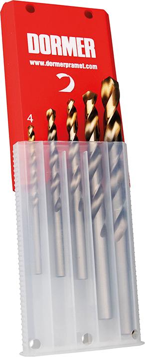 Produktbild von Dormer Pramet Spiralbohrer Set 4-10mm x1,0 A002 in Box 118G Typ N 4xD 5-teilig Tin Tip A08910 7320760702246