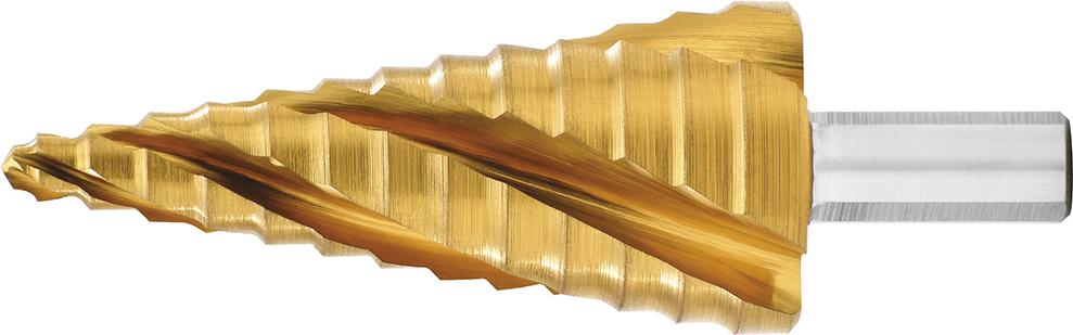 Produktbild von EXACT Stufenbohrer HSS TiN 4-fach Spiralnute 6-30mm 7058 4026558070582