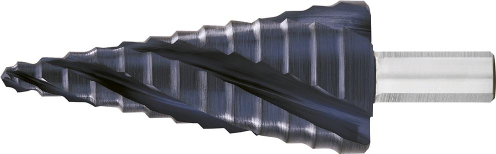 Produktbild von EXACT Stufenbohrer HSS TiAlN 4-fach Spiralnute 6-30mm 7063 4026558070636