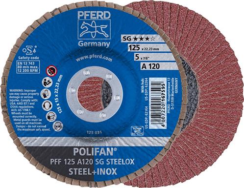 Produktbild von PFERD Fächerschleifscheibe A120SG gerade 125mm K120 67612125 4007220167595