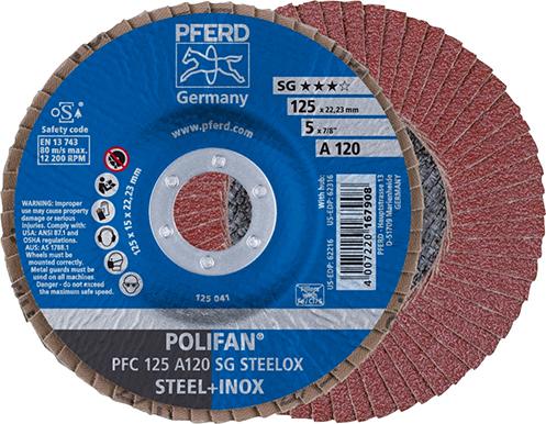 Produktbild von PFERD Fächerschleifscheibe A120SG gewölbt 125mm K120 67712125 4007220167908
