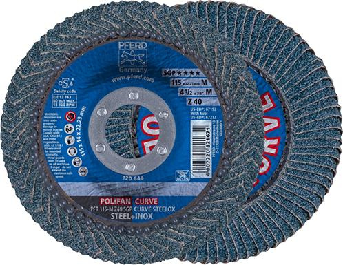 Produktbild von PFERD Fächerschleifscheibe Z 40SGP CURVE M 115mm K40 67689032 4007220821671
