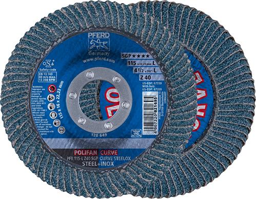 Produktbild von PFERD Fächerschleifscheibe Z 40SGP CURVE L 115mm K40 67689042 4007220821695