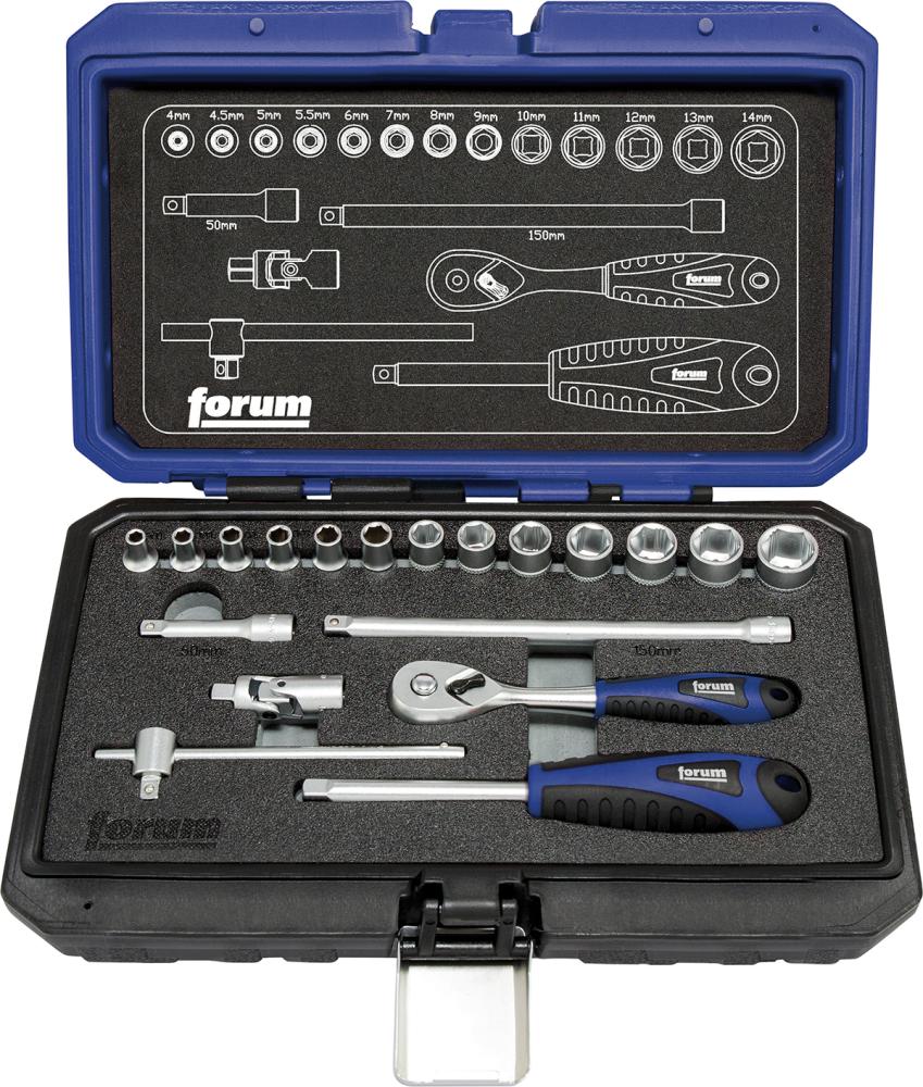 Produktbild von FORUM Steckschlüssel-Garnitur 1/4" 19-teilig 4240605250 4317784922425