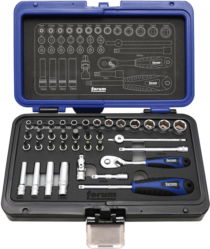Produktbild von FORUM Steckschlüssel-Garnitur 1/4" 37-teilig 4240605265 4317784922456