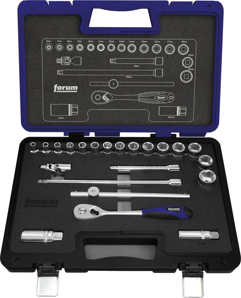 Produktbild von FORUM Steckschlüssel-Garnitur 3/8" 22-teilig 4240609160 4317784922470