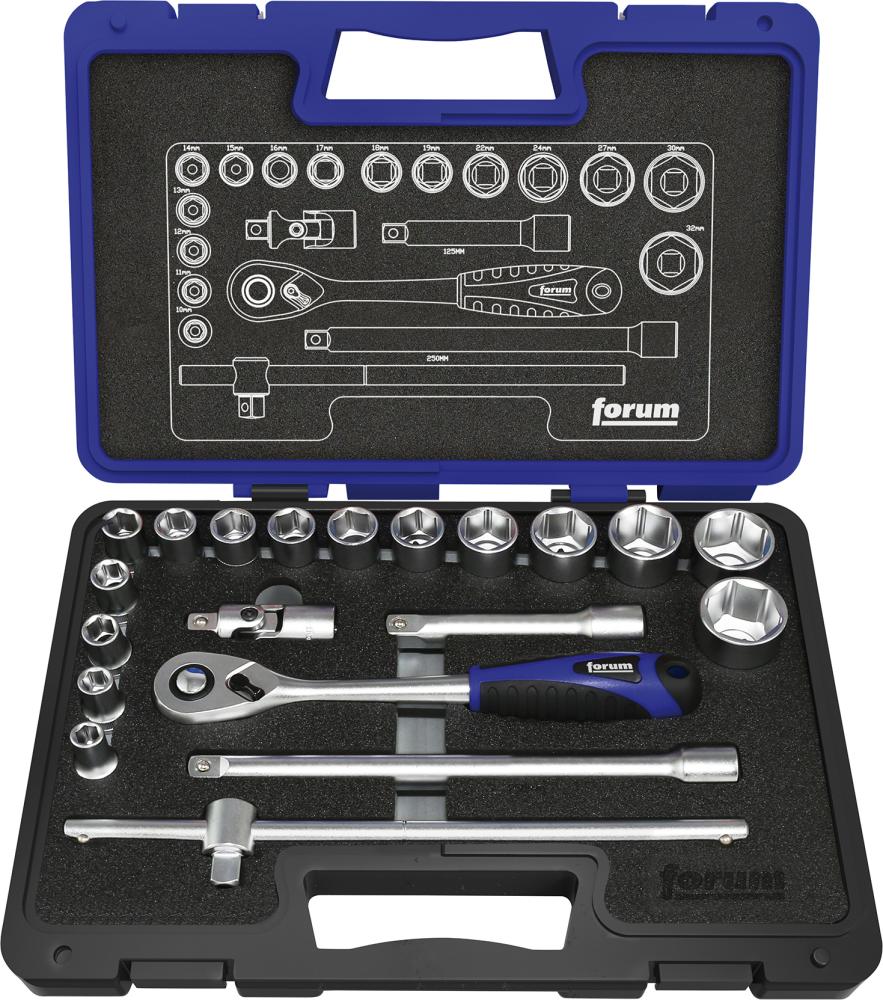 Produktbild von FORUM Steckschlüssel-Garnitur 1/2" 20-teilig 4240613240 4317784922555