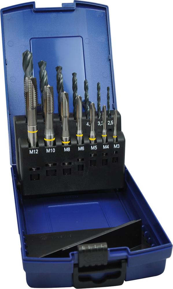 Produktbild von FORUM Maschinengewindebohrer D371B HSSE Set+KL M3-M12 6H Durchgangsloch 4214404143 4317784537063